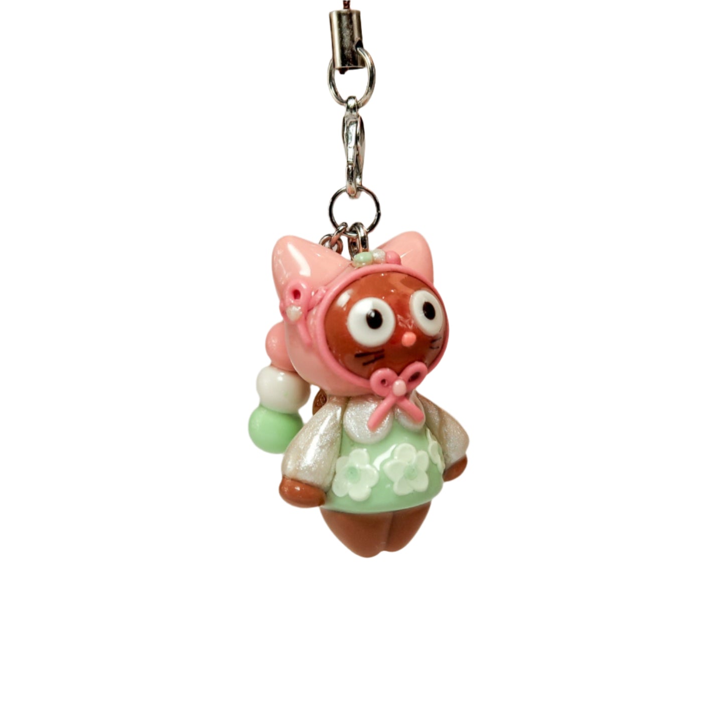 Pink white and green Dango Bon with mini dango front view