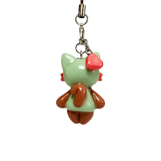 Green Monster Bon with red sparkly heart back view