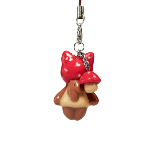 Red spotty Mushy Bon with mini mushroom back view