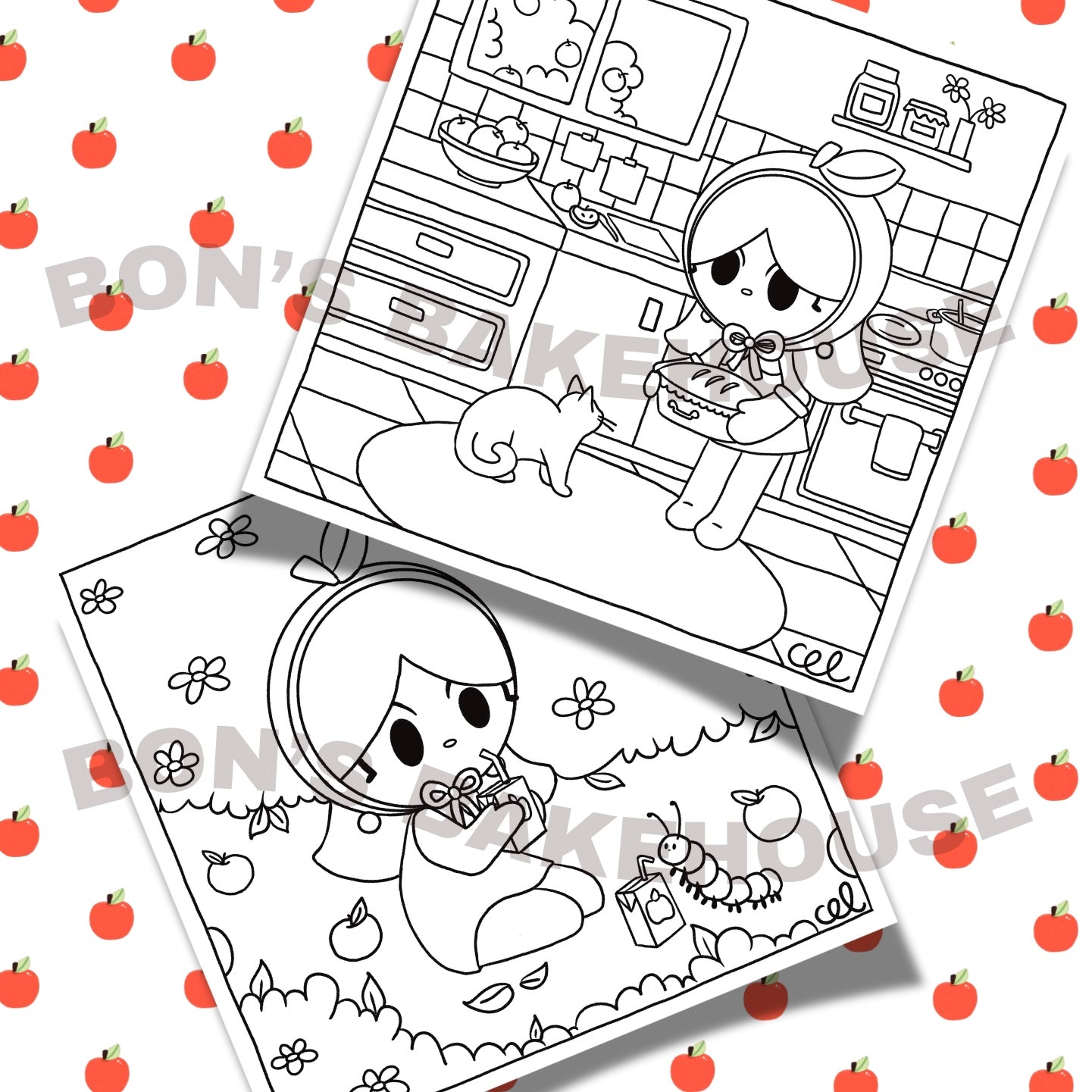Apple Miss Girl colouring sheets (Digital Download)