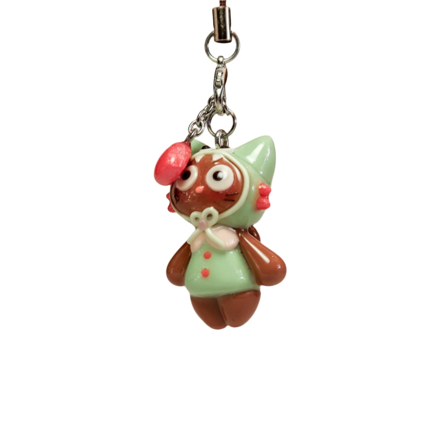 Green Monster Bon with red sparkly heart front side view