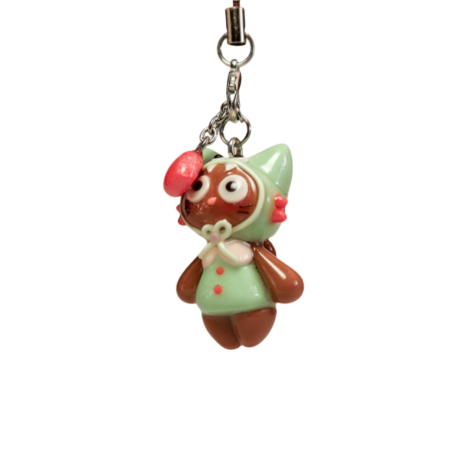 Green Monster Bon with red sparkly heart front side view