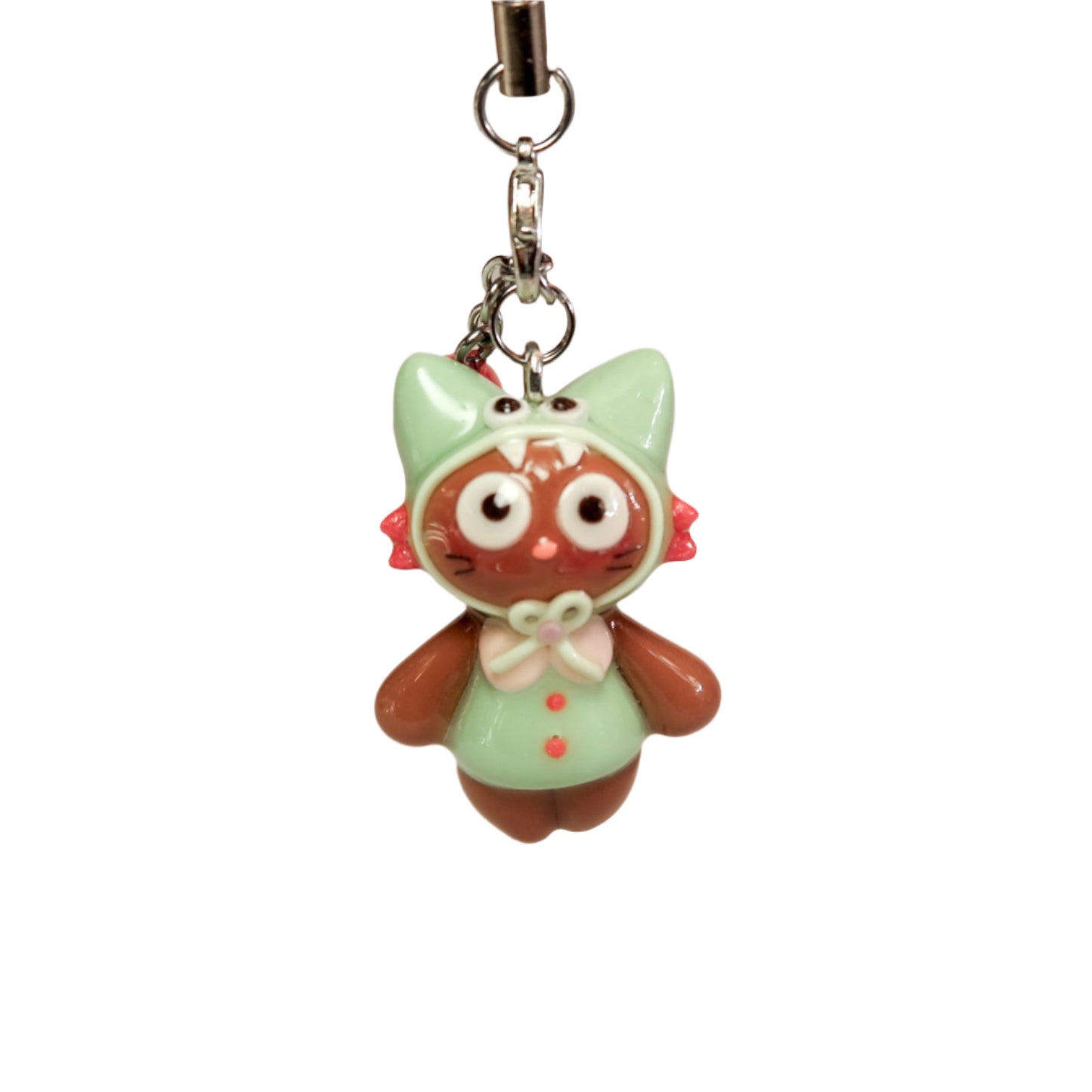 Green Monster Bon with red sparkly heart front top view